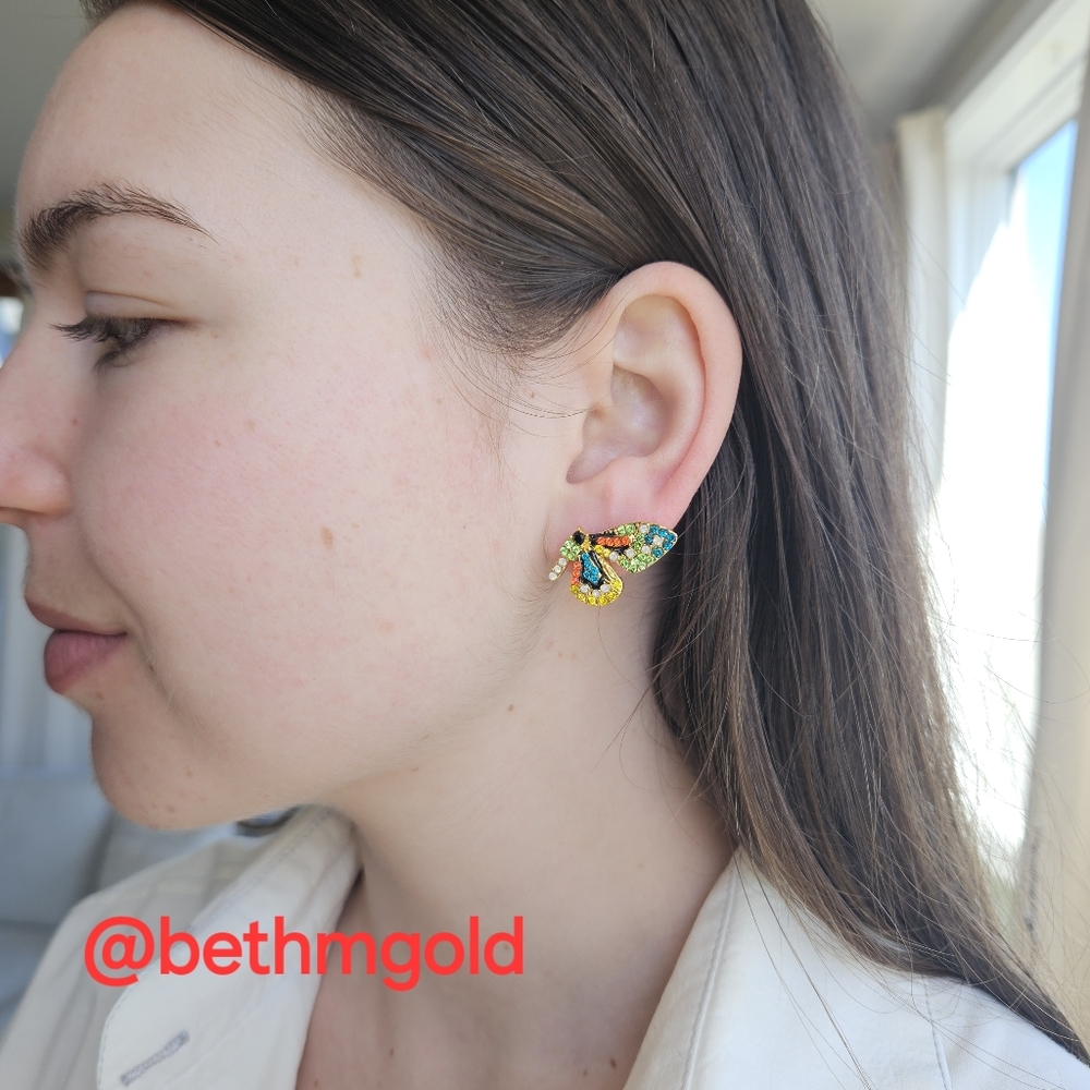 SEE NEW LISTING Butterfly Wings Rhinestone Stud Earrings - Picture 6 of 13